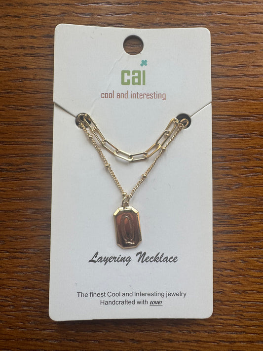 cai Layering Initial Pedant Necklace - Letter Q
