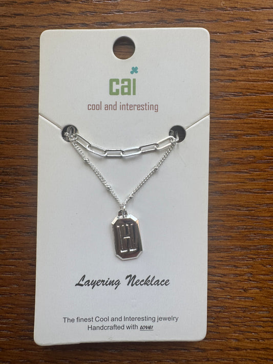 cai Layering Initial Pedant Necklace - Letter H