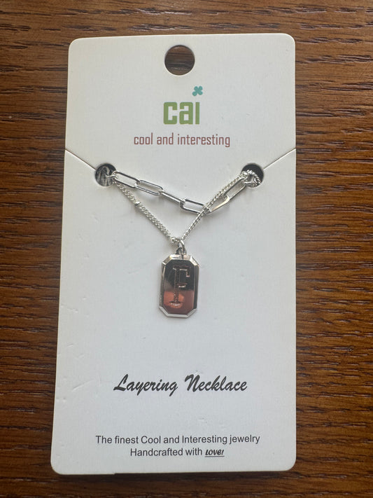 cai Layering Initial Pedant Necklace - Letter F