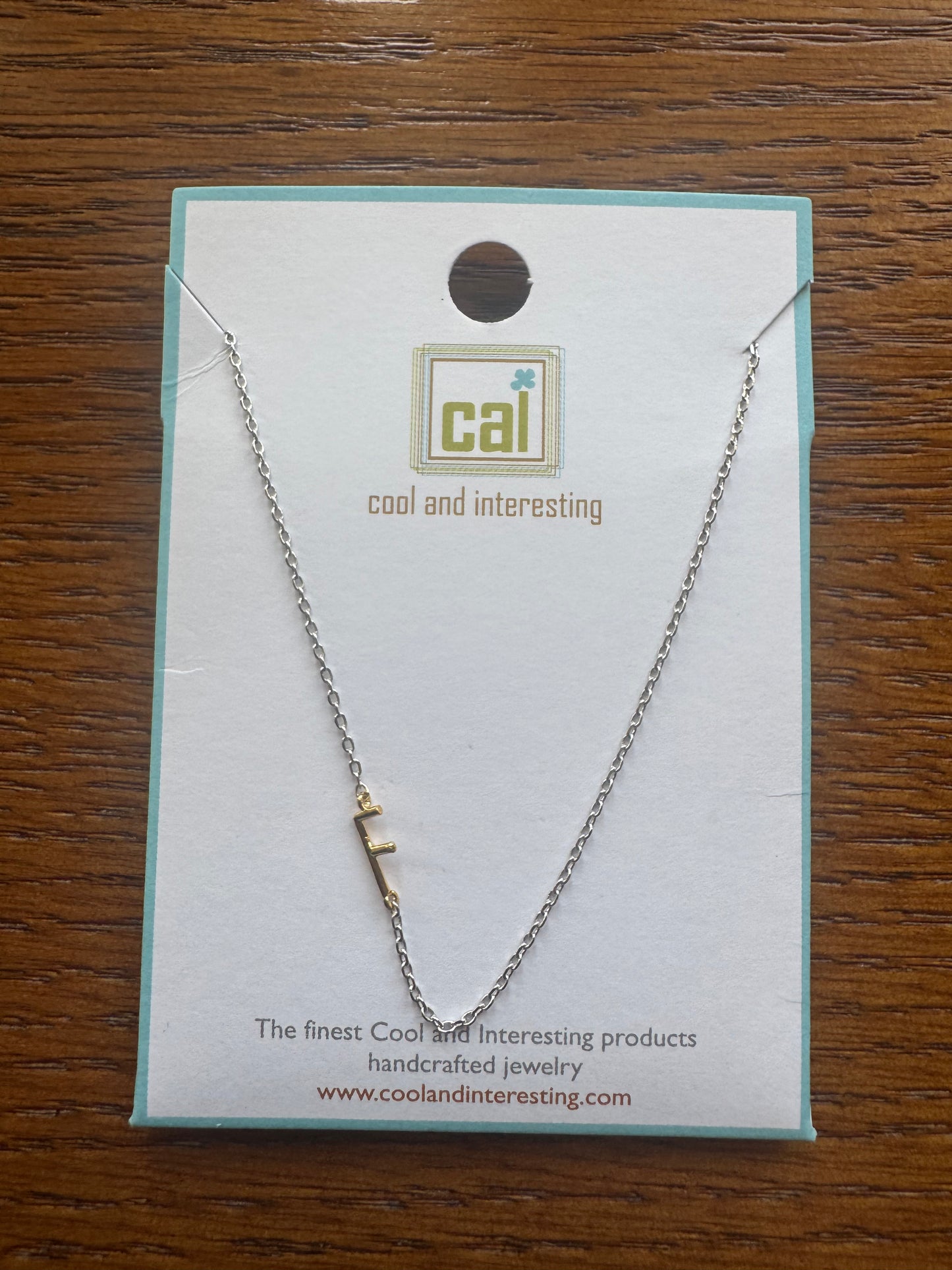 cai Two Tone Initial Necklace Letter F