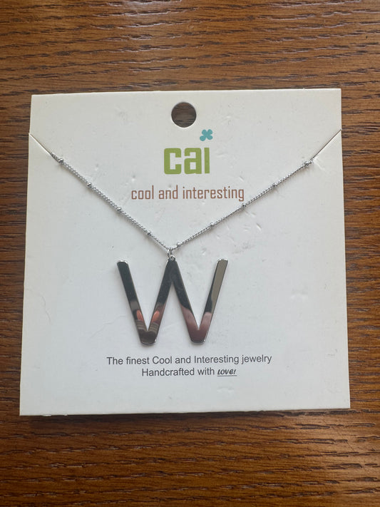 cai Lowercase Initial Necklace - Letter w
