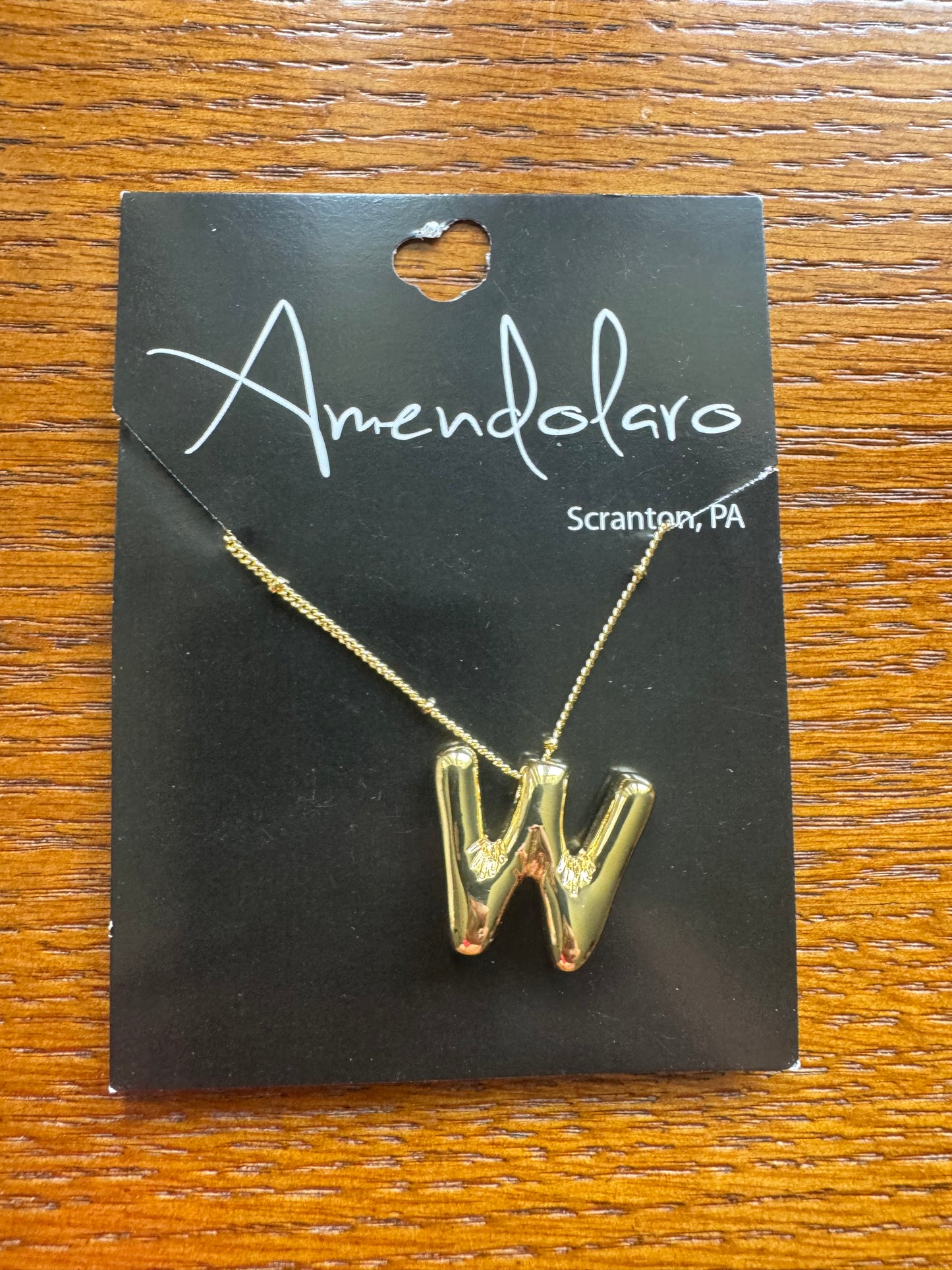 Bubble Letter Initial Necklace - Letter W