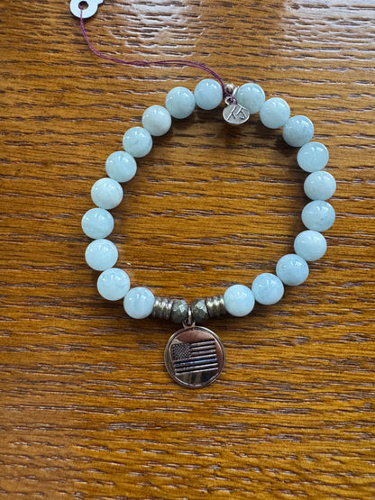 Blue Aquamarine Gemstone Bracelet - Protect and Serve