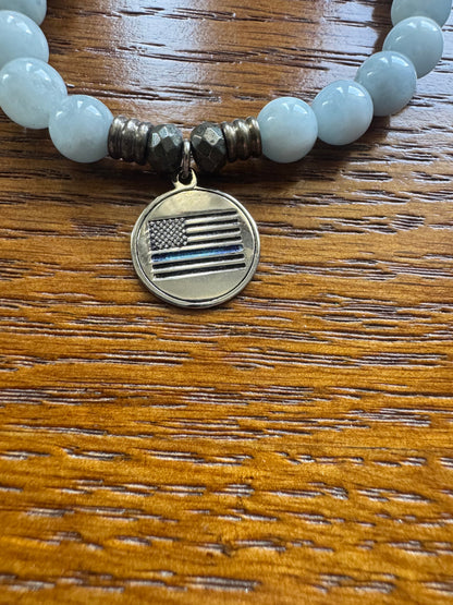Blue Aquamarine Gemstone Bracelet - Protect and Serve