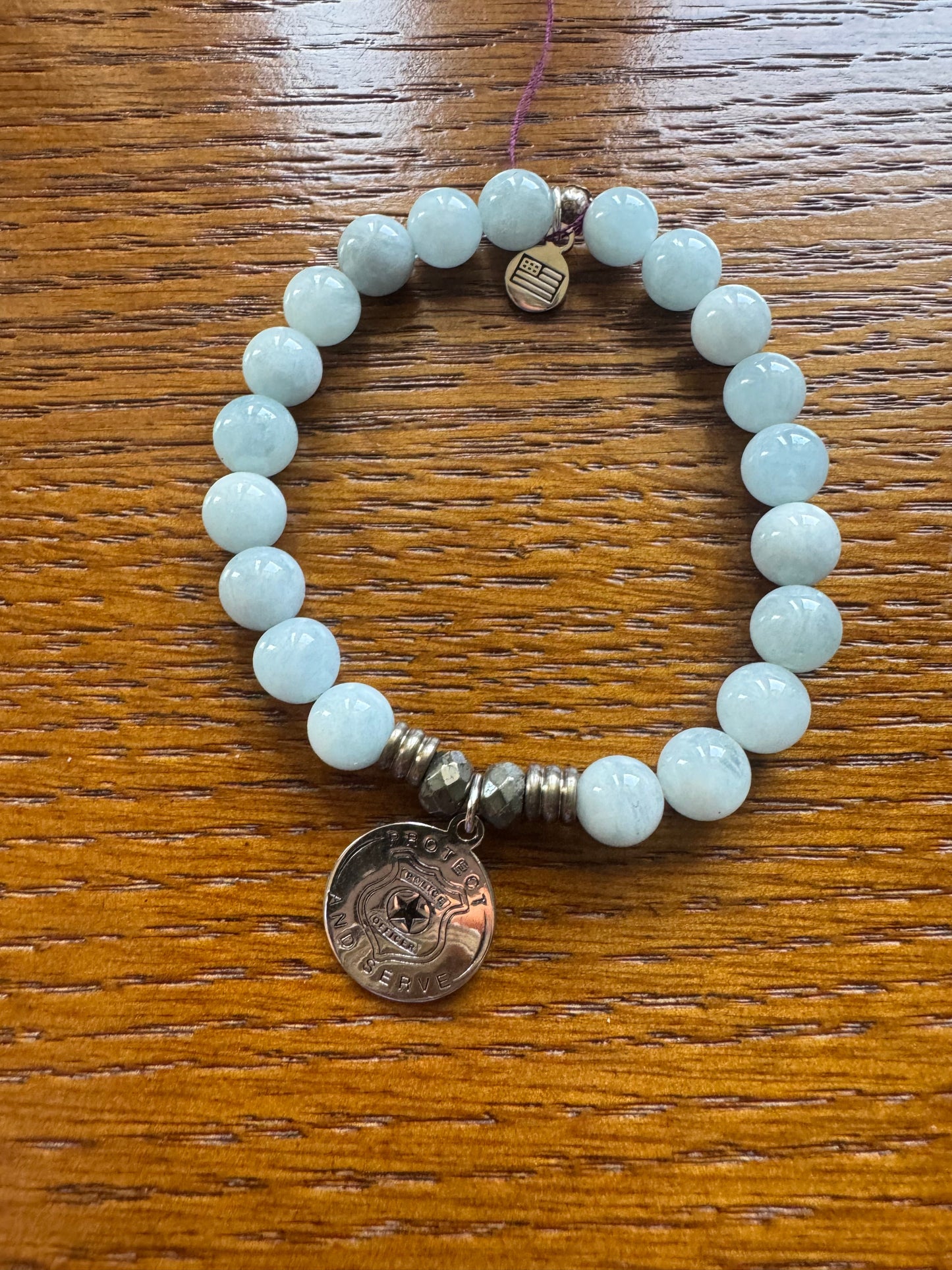 Blue Aquamarine Gemstone Bracelet - Protect and Serve