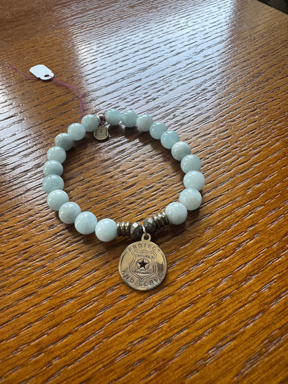 Blue Aquamarine Gemstone Bracelet - Protect and Serve