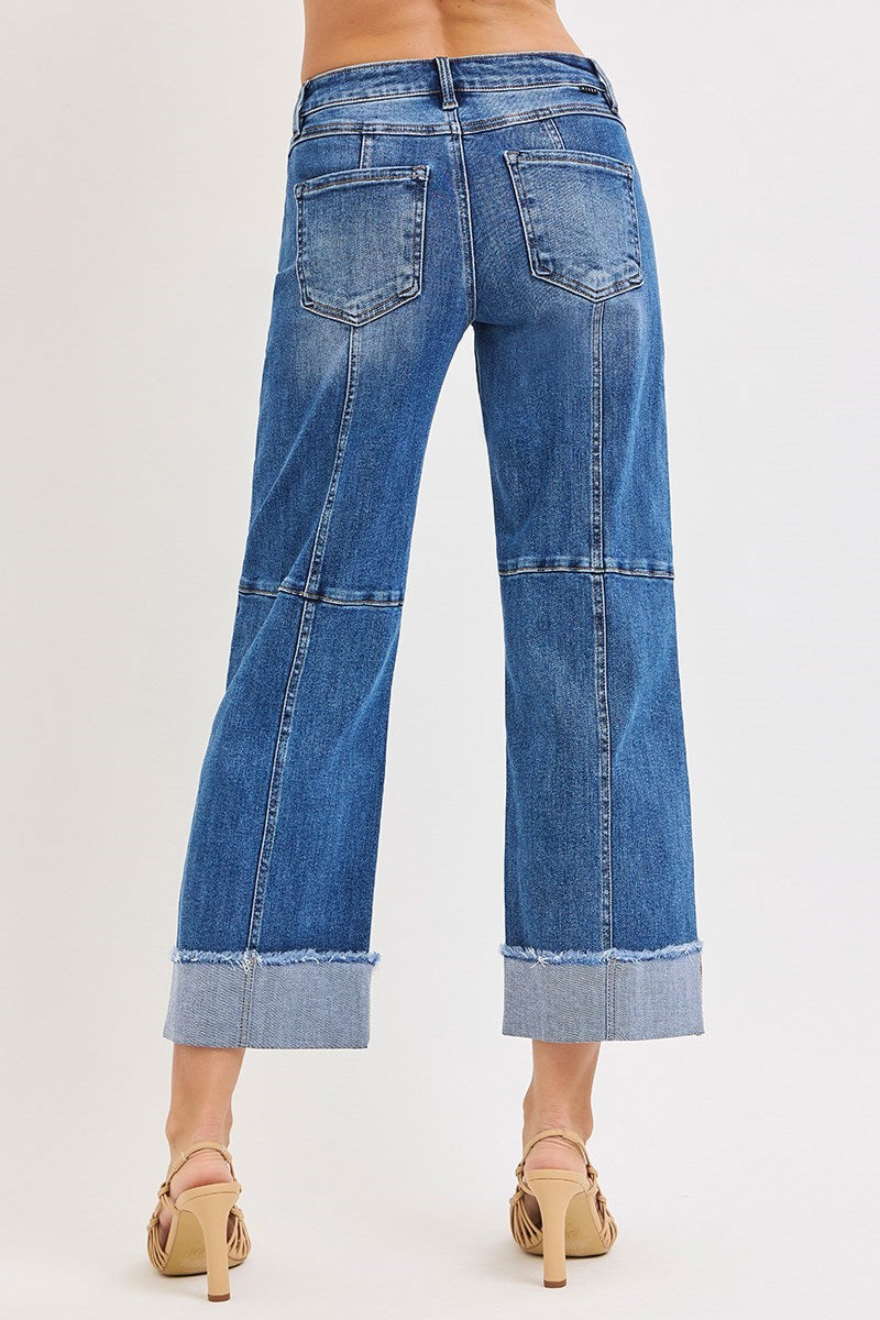 Risen Slouchy Crop Wide Seam Detailed Jeans