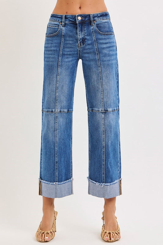 Risen Slouchy Crop Wide Seam Detailed Jeans