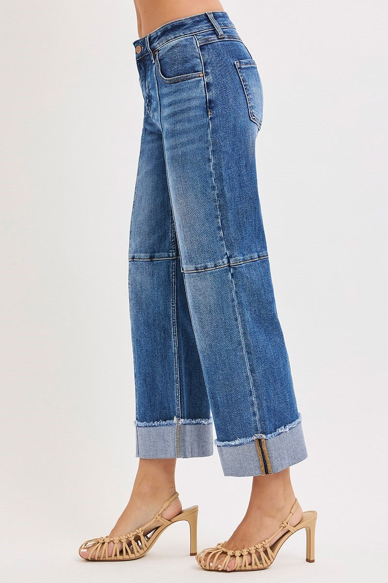 Risen Slouchy Crop Wide Seam Detailed Jeans