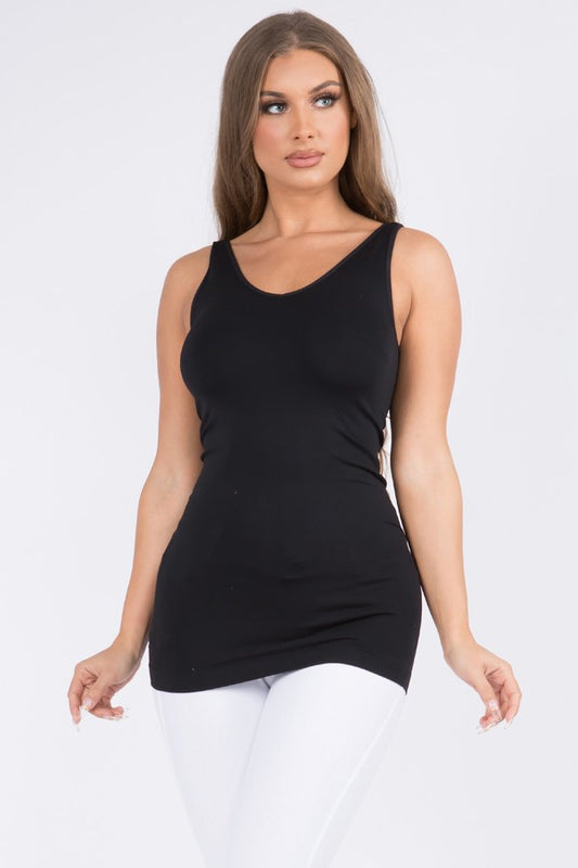 Yelete Lady's V or U Neckline Reversible Seamless Cami Tank Top