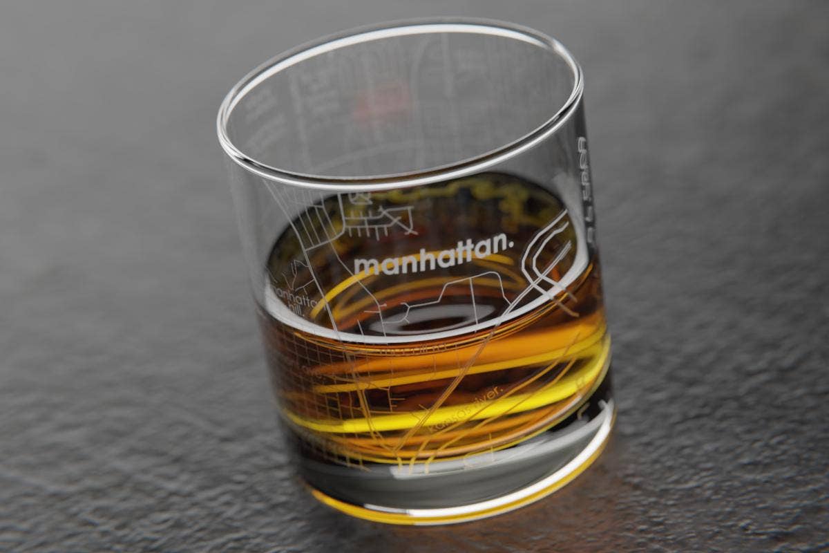 Colleges - State College Town Map - Etched Whiskey Rocks Glass - 11 oz