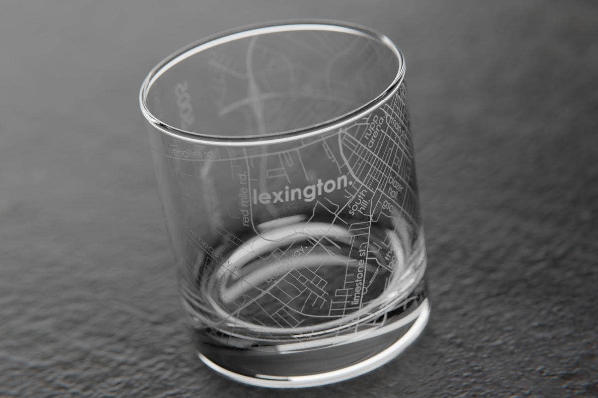 Colleges - State College Town Map - Etched Whiskey Rocks Glass - 11 oz