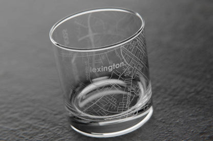 Colleges - State College Town Map - Etched Whiskey Rocks Glass - 11 oz