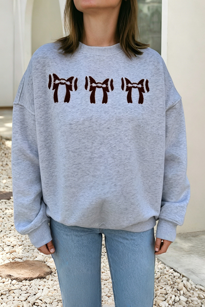 Little Daisy Closet Football Bows Game Day Embroider Sweatshirt
