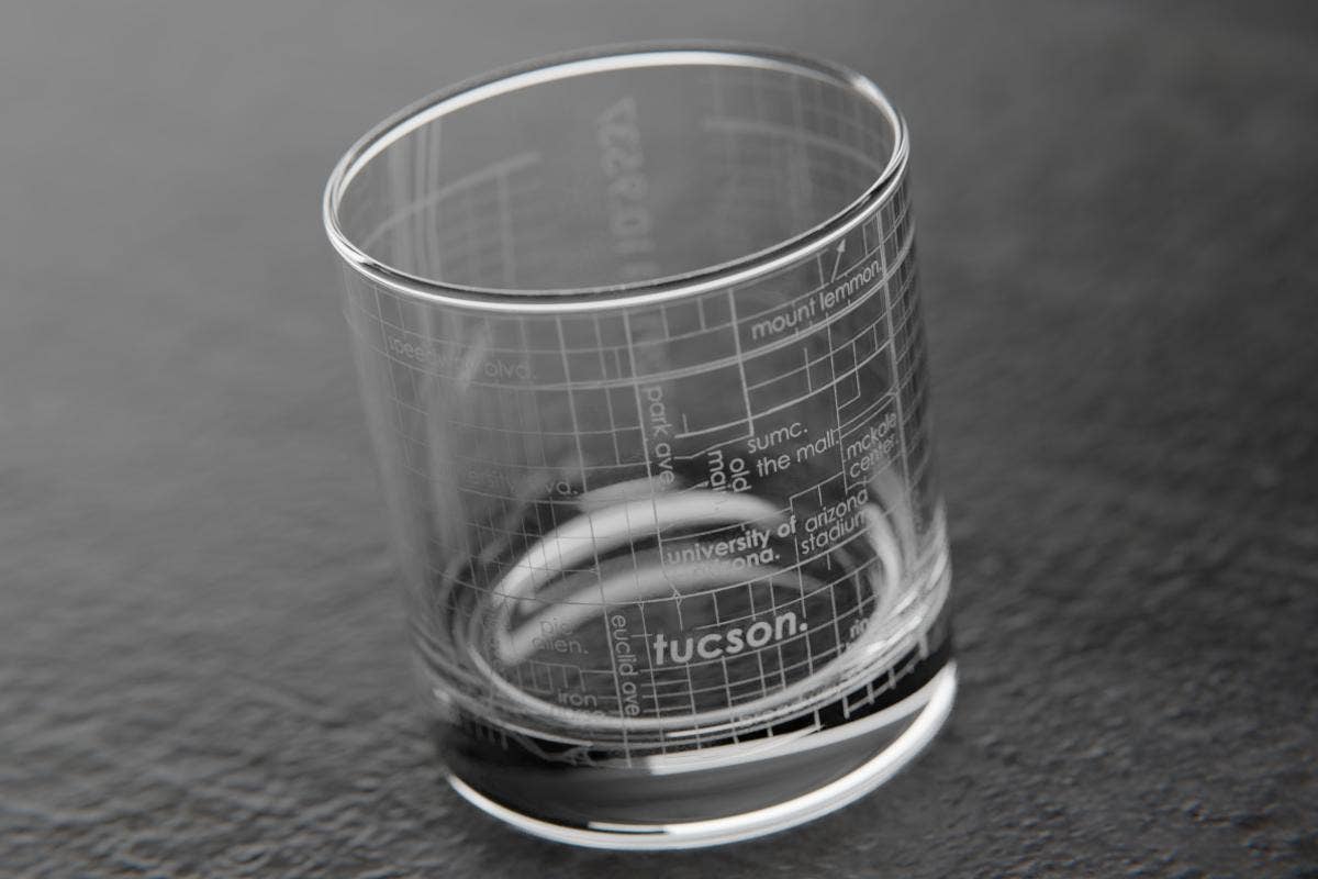 Colleges - State College Town Map - Etched Whiskey Rocks Glass - 11 oz