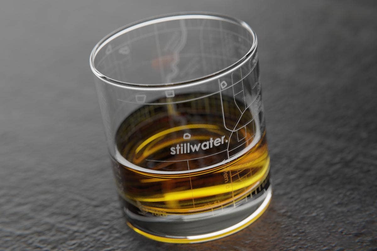Colleges - State College Town Map - Etched Whiskey Rocks Glass - 11 oz