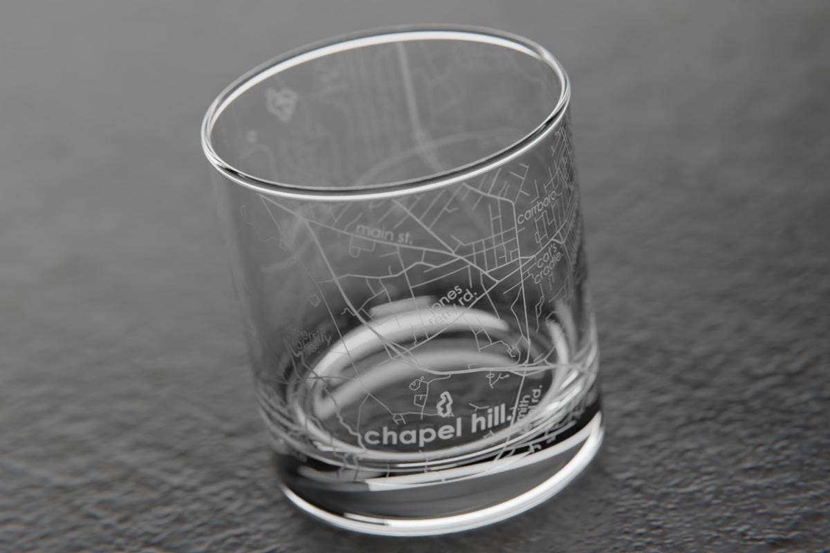 Colleges - State College Town Map - Etched Whiskey Rocks Glass - 11 oz