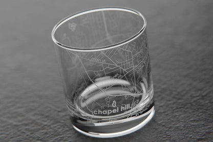 Colleges - State College Town Map - Etched Whiskey Rocks Glass - 11 oz