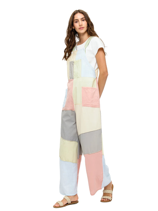 Yak & Yeti Colorblock Boho Overall Pastel Tones