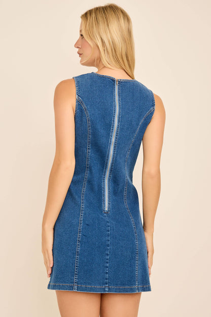 Denim Seashell Button Dress