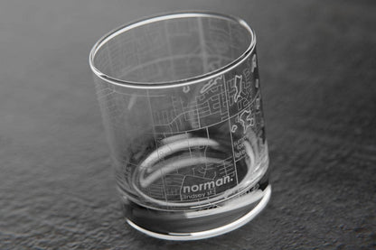Colleges - State College Town Map - Etched Whiskey Rocks Glass - 11 oz