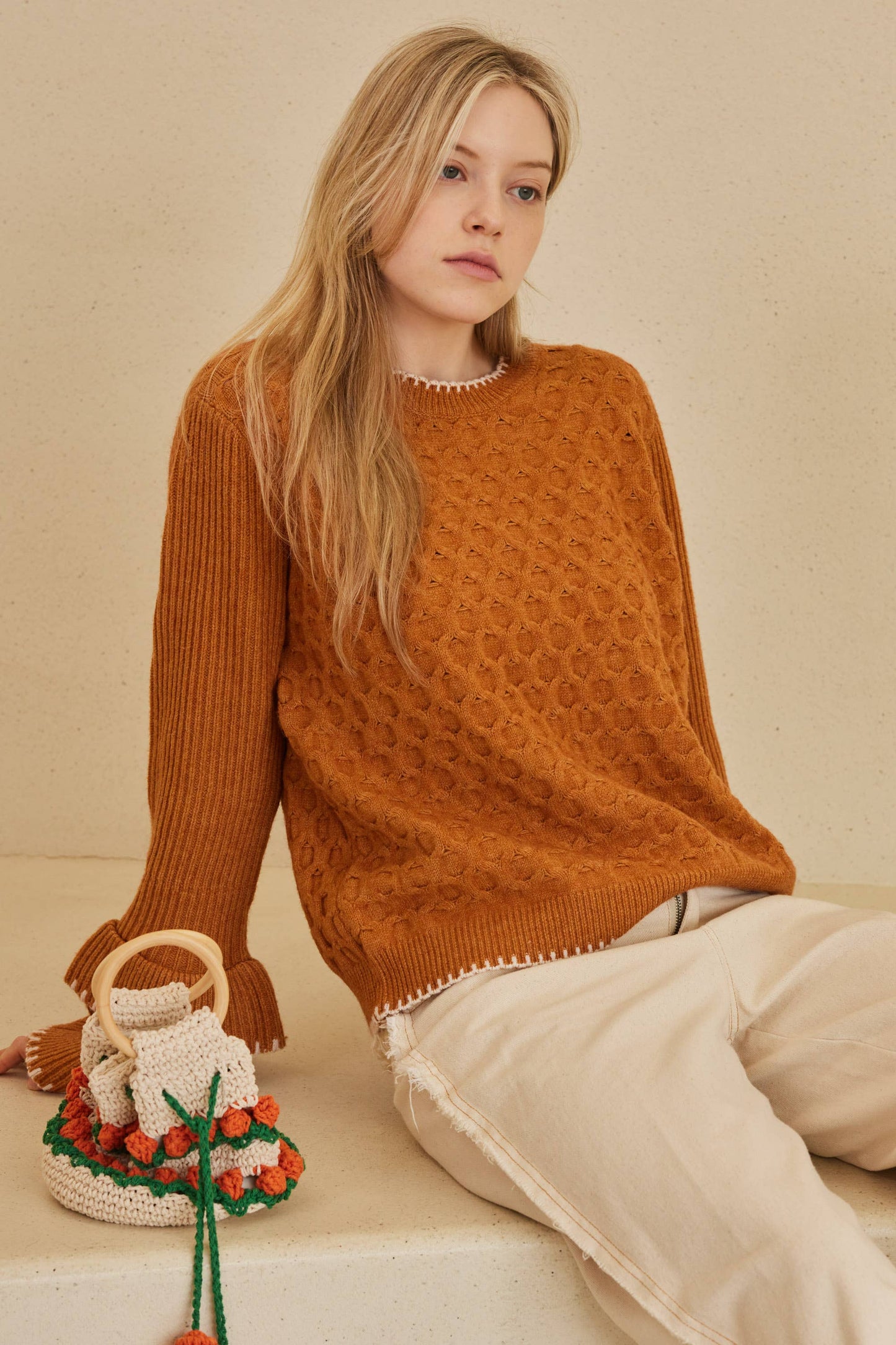 Mello Layered Sleeve Round Neck Sweater