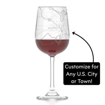 CUSTOM ETCHED - Dunmore or Scranton / Town Map - Stemmed Wine Glass