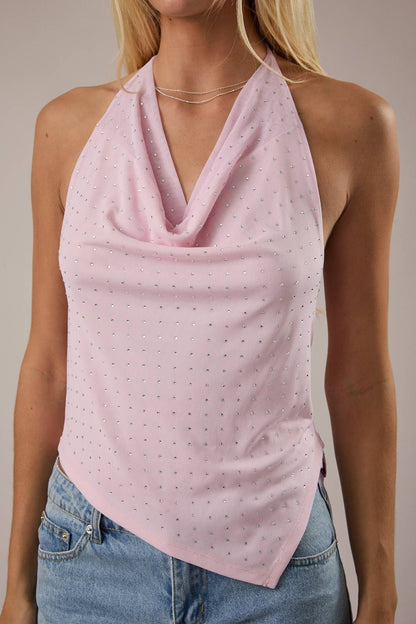 MESH TOP WITH RHINESTONES