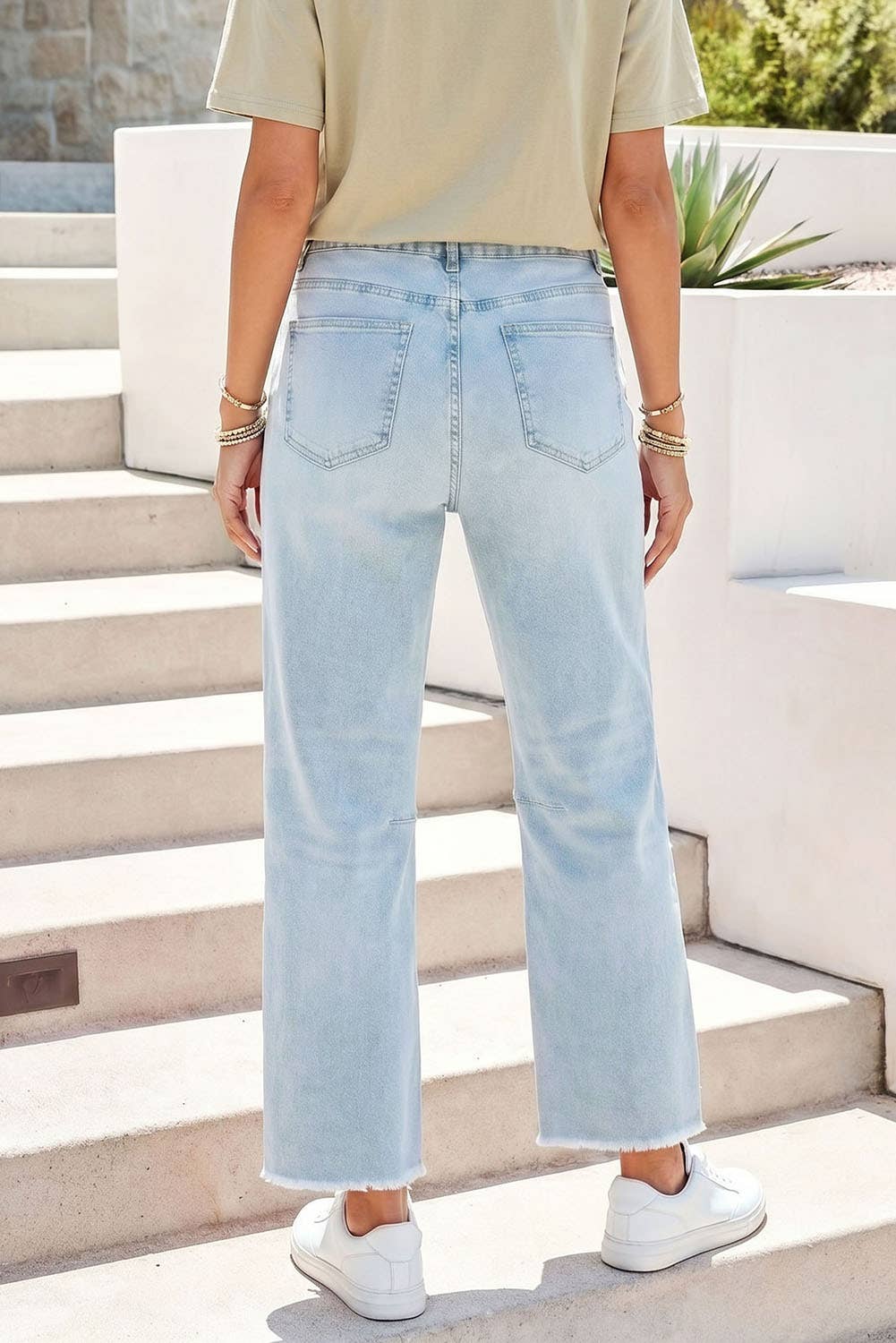 Little Daisy Closet Game Day Sequin Detail High Waist Patchwork Shift Jeans
