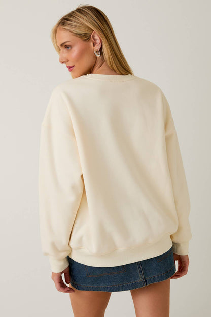 CREW NECK LONG SLEEVE FALL EMBROIDERY SWEATSHIRT
