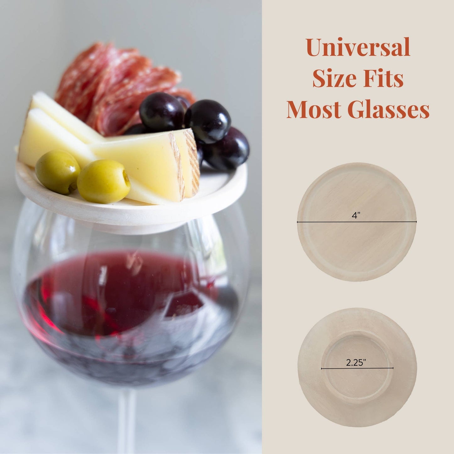 Wine Glass Toppers - Charcuterie Appetizer Plates - White