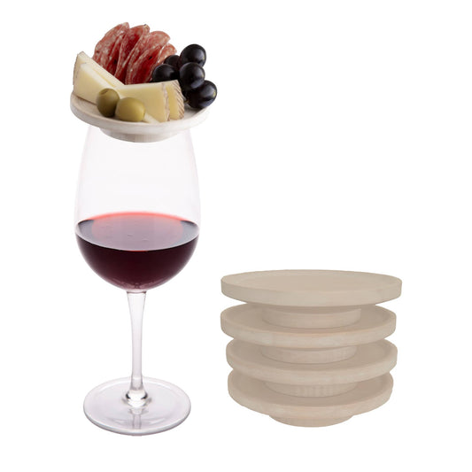 Wine Glass Toppers - Charcuterie Appetizer Plates - White