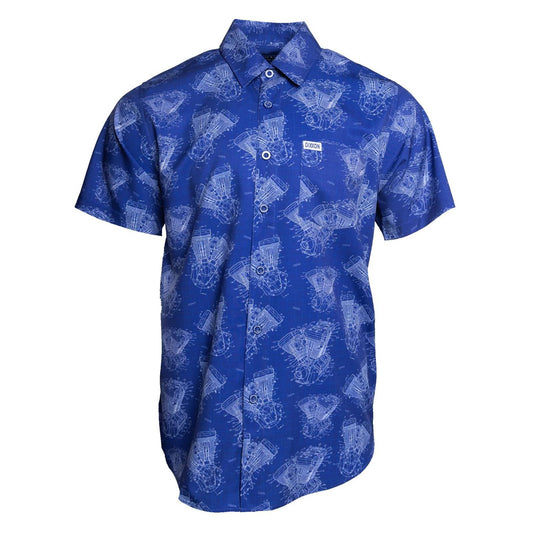 DIXXON Blue Print Party Shirt ~ Short Sleeve