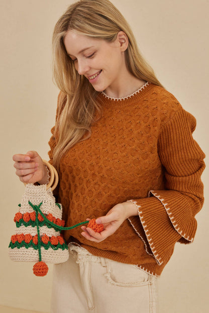 Mello Layered Sleeve Round Neck Sweater