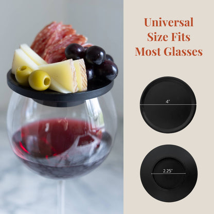 Wine Glass Toppers - Charcuterie Appetizer Plates - Black