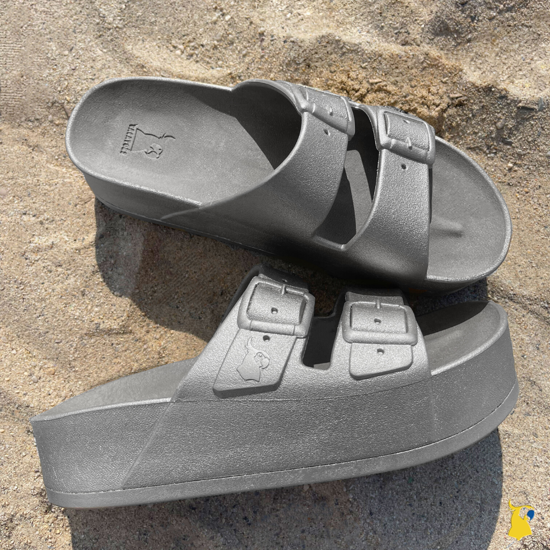 Cacatoès Caipirinha Metallic Silver Wedge Sandals