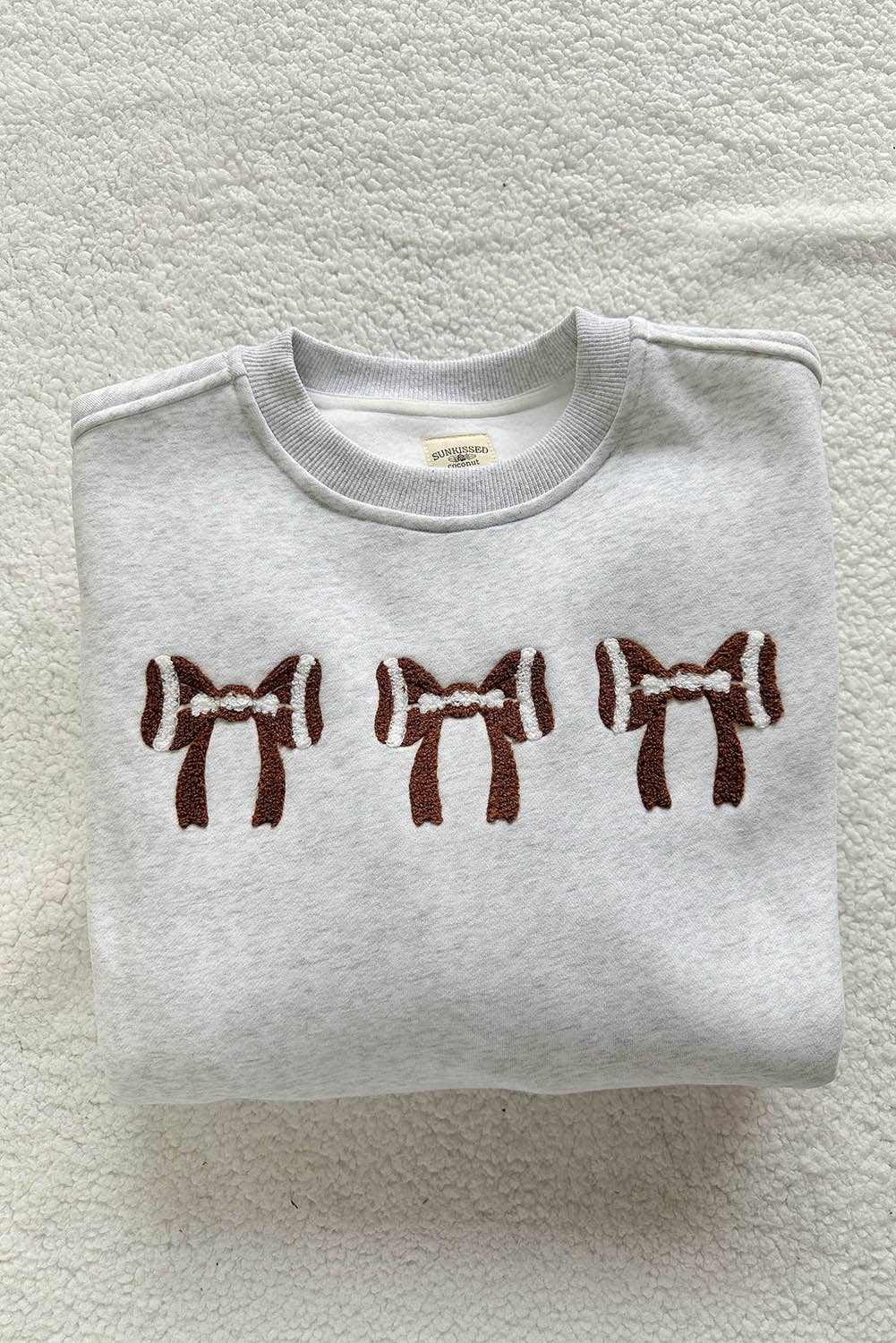Little Daisy Closet Football Bows Game Day Embroider Sweatshirt