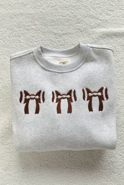 Little Daisy Closet Football Bows Game Day Embroider Sweatshirt
