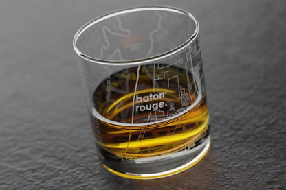 Colleges - State College Town Map - Etched Whiskey Rocks Glass - 11 oz