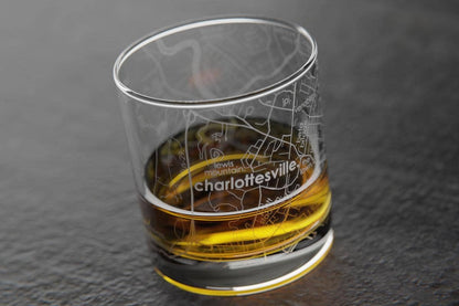 Colleges - State College Town Map - Etched Whiskey Rocks Glass - 11 oz