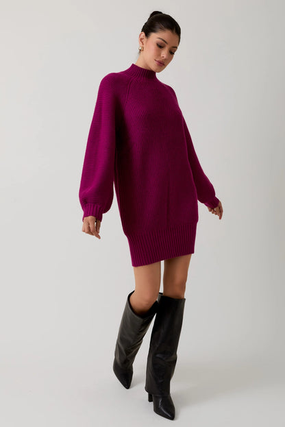 Mock Neck Cozy Sweater Dress | Soft Knit Mini