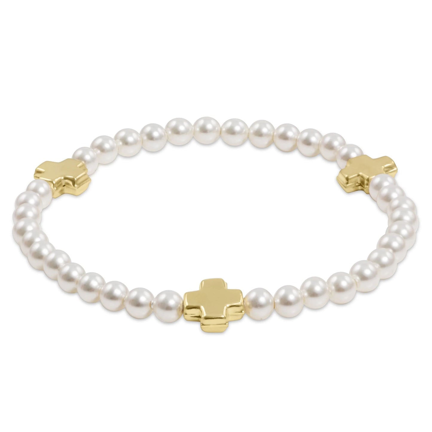 Enewton Signature Gold Pearl Cross Bracelet 4mm