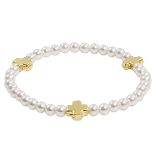 Enewton Signature Gold Pearl Cross Bracelet 4mm