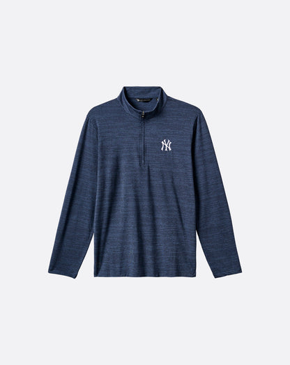 Travis Mathew quarter-zip pullover with NY Yankees logo on left chest, long sleeves
